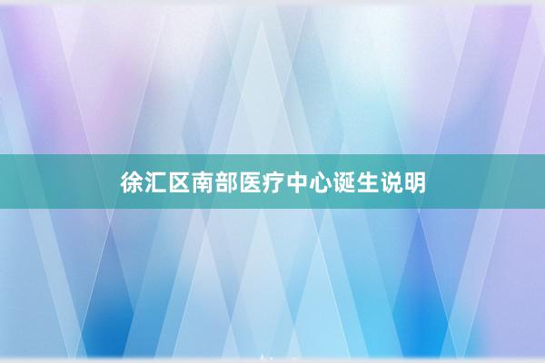 徐汇区南部医疗中心诞生说明